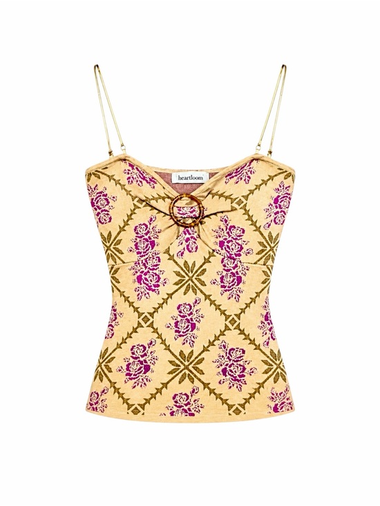 Heartloom Tops - NWT – Heartloom – Athens Cami Floral Ring Front Tank Top Beige Pink – Sz. S